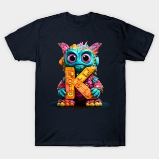 Cute Monster for Kids Alphabet Letter K Funny Back to School T-Shirt